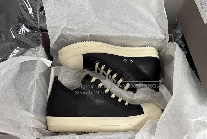 Rick Owens Low Top Leather Sneakers.