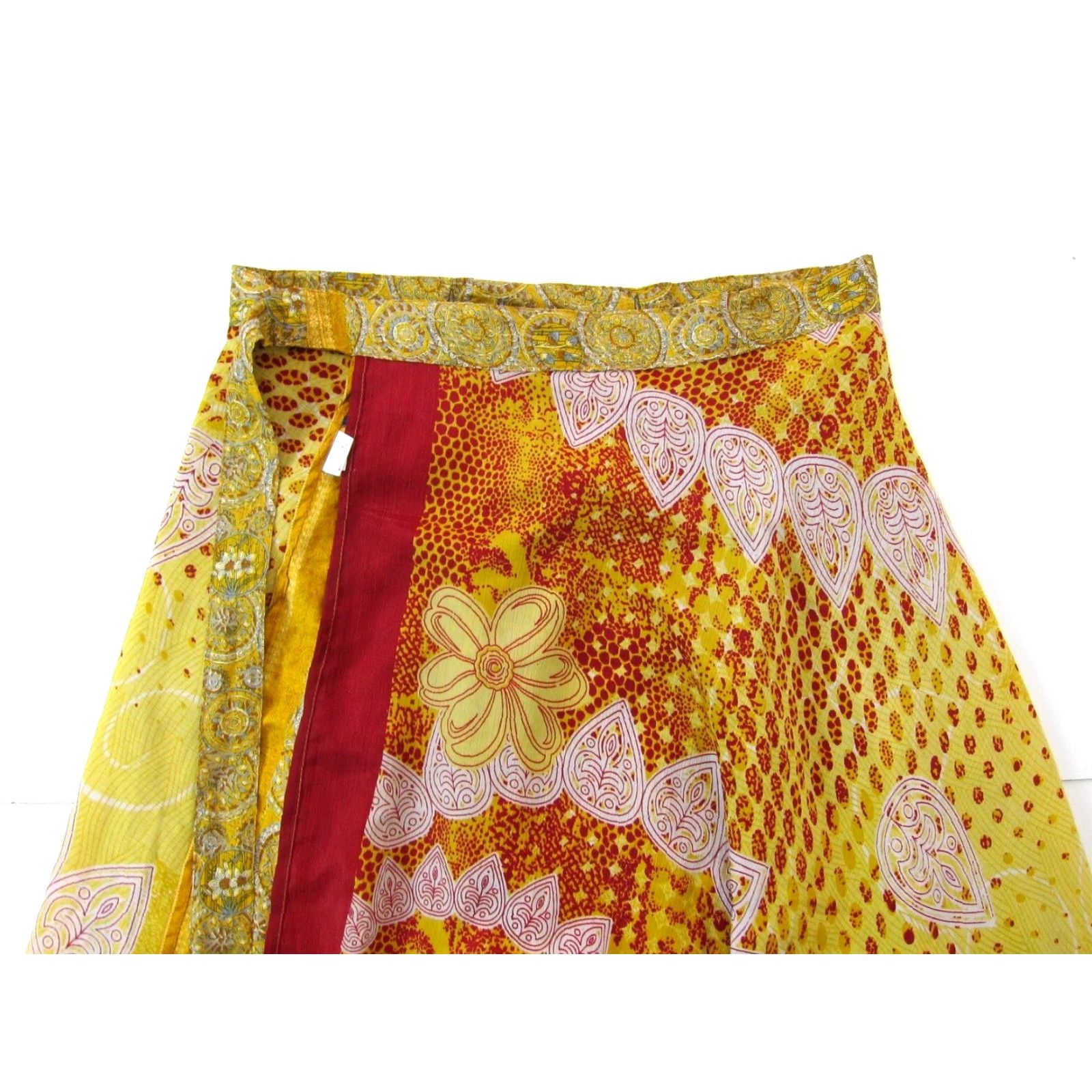 Vintage VINTAGE Mexicali Blues Silk Reversible Midi Wrap Skirt OS Women Yellow Floral XS-OS? Size 42" / US 20 - 4 Thumbnail