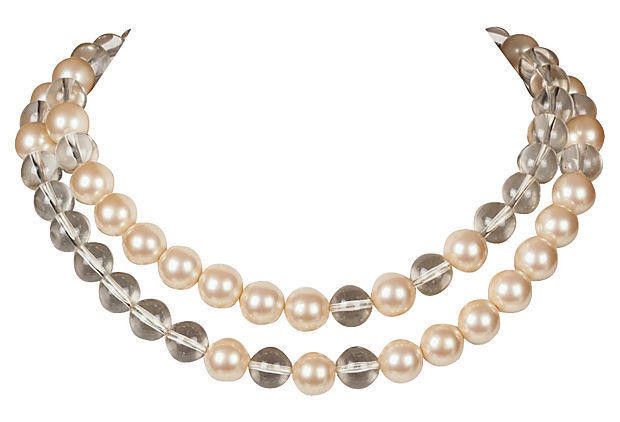 Yves Saint Laurent Yves Saint Laurent Lucite and Simulated Pearl Bead Necklace Size ONE SIZE - 1 Thumbnail
