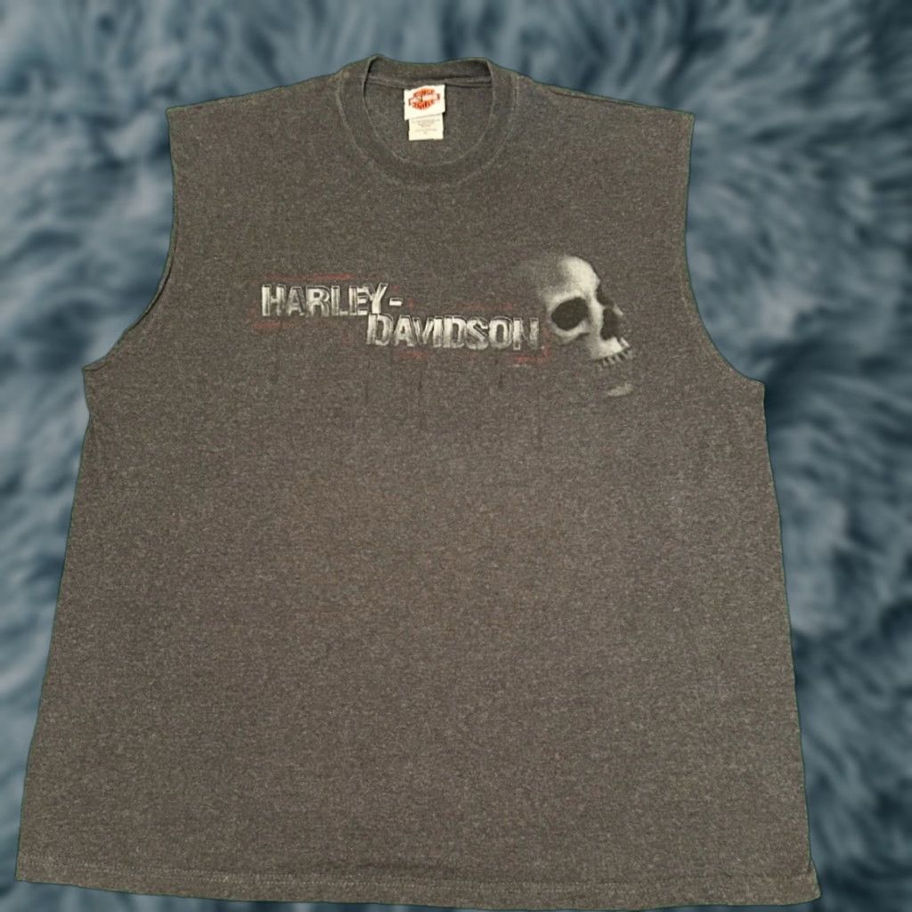 Harley Davidson VINTAGE Harley-Davidson Biker Skull Eagle T-Shirt Sleeveless Shirt Mens XL Gray 90s Y2K VTG Punk Grunge Motorcycle Logo Size US XL / EU 56 / 4 - 1 Thumbnail