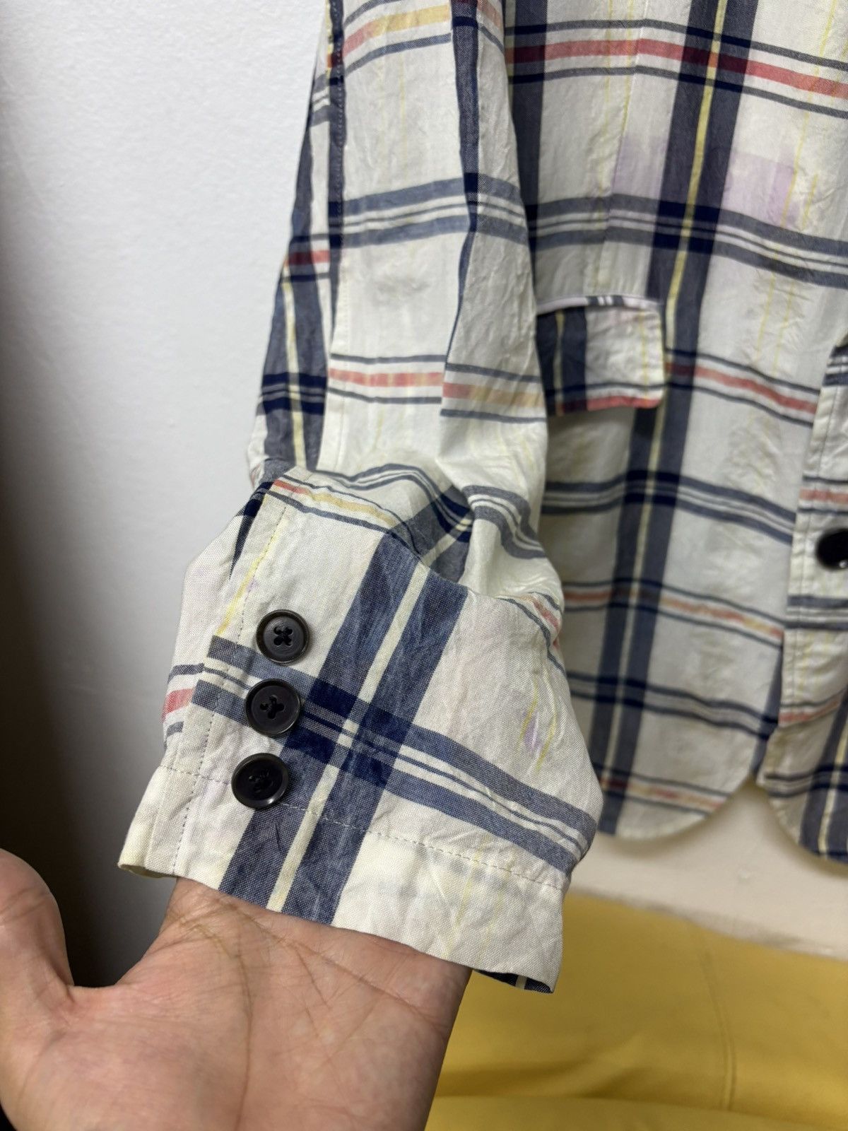 Yohji Yamamoto Vintage Rayon Yohji Yamamoto Ys Blazer Plaid Patchwork Size 50R - 13 Thumbnail