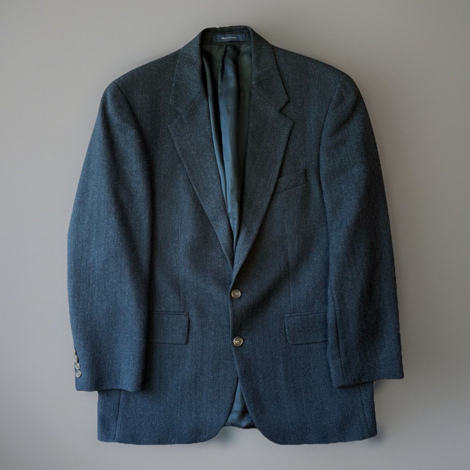 Polo Ralph Lauren × Vintage Vintage Polo University Club Blazer Medium Black Herringbone Size 42R - 1 Thumbnail
