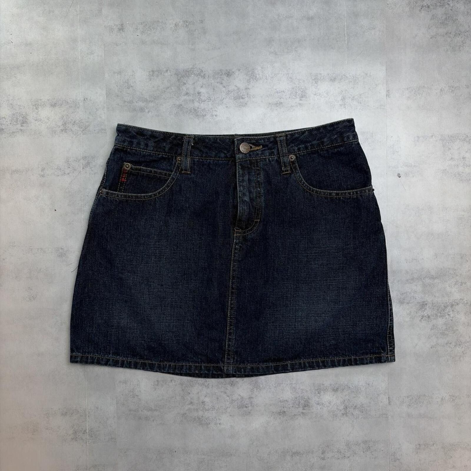 Other Y2K Dark Wash Mudd Grunge Gothic Mini Denim Skirt Size 28" / US 6 / IT 42 - 2 Thumbnail