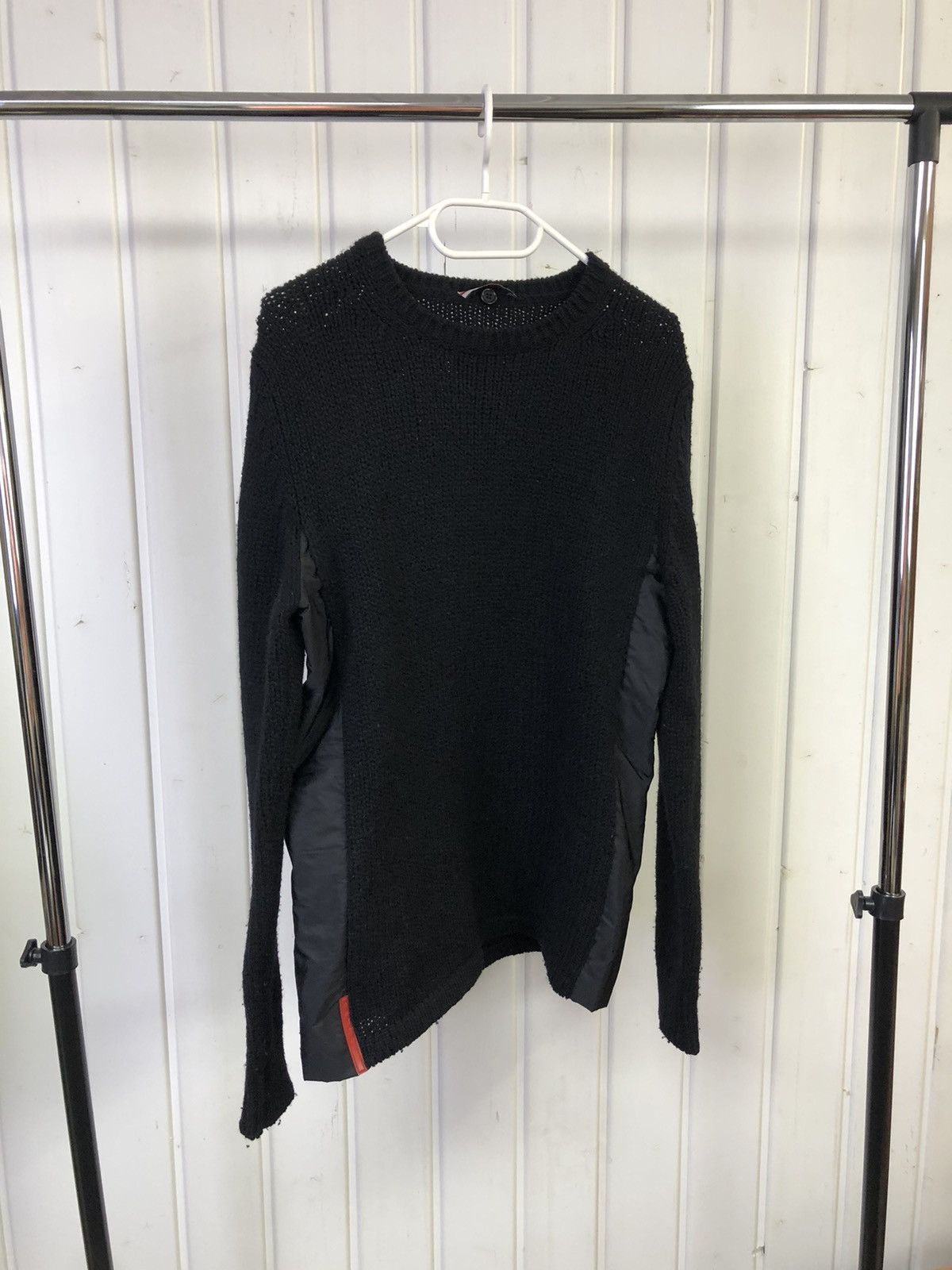 FW1999 Knit Sweater with Nylon Inserts and Red Logo Tab