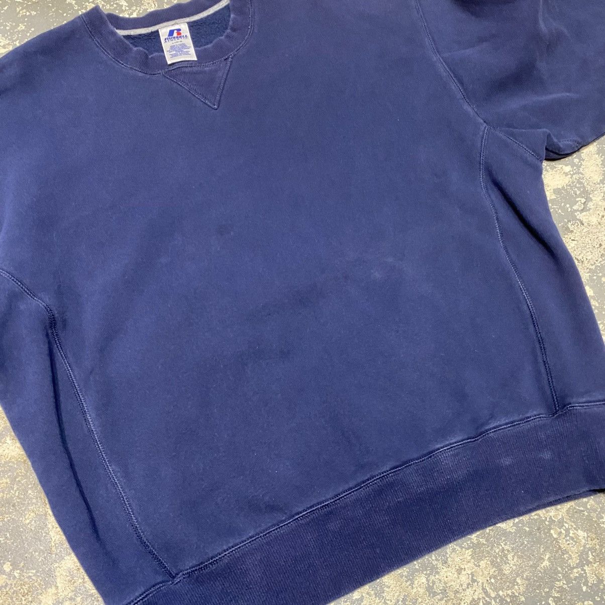 Russell Athletic × Vintage Vintage Russell Athletic Navy Blank Boxy Crewneck Hoodie Size US L / EU 52-54 / 3 - 5 Thumbnail