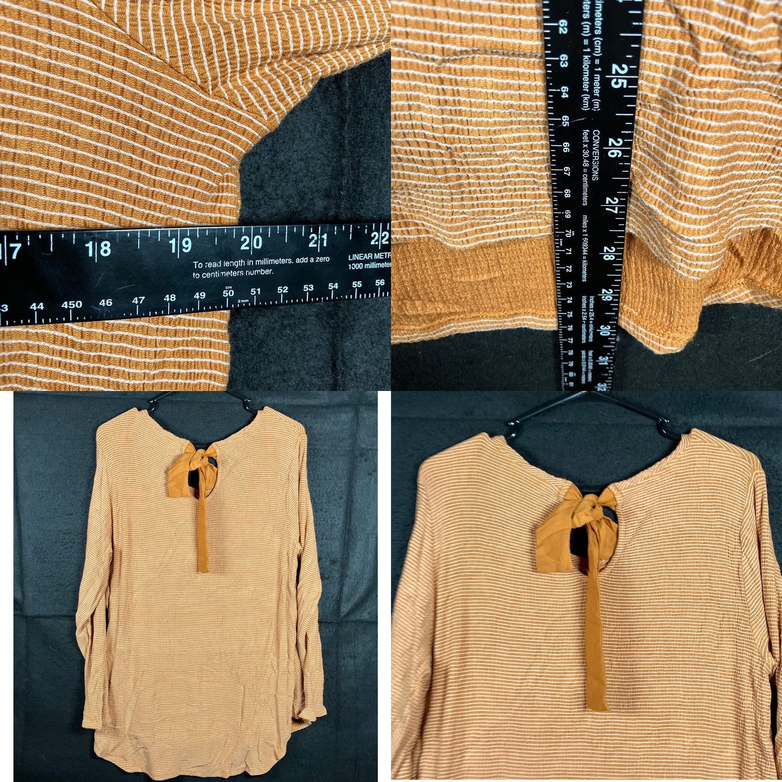 Vintage LC Lauren Conrad Blouse Yellow Striped Key Hole Back Tie Tunic L Womens" Size L / US 10 / IT 46 - 8 Thumbnail