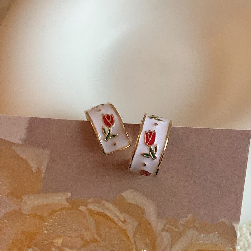 Jewelry × Sterling Silver ModernFlowers Earrings One Pairs Chrome Jewelry Size ONE SIZE - 6 Thumbnail