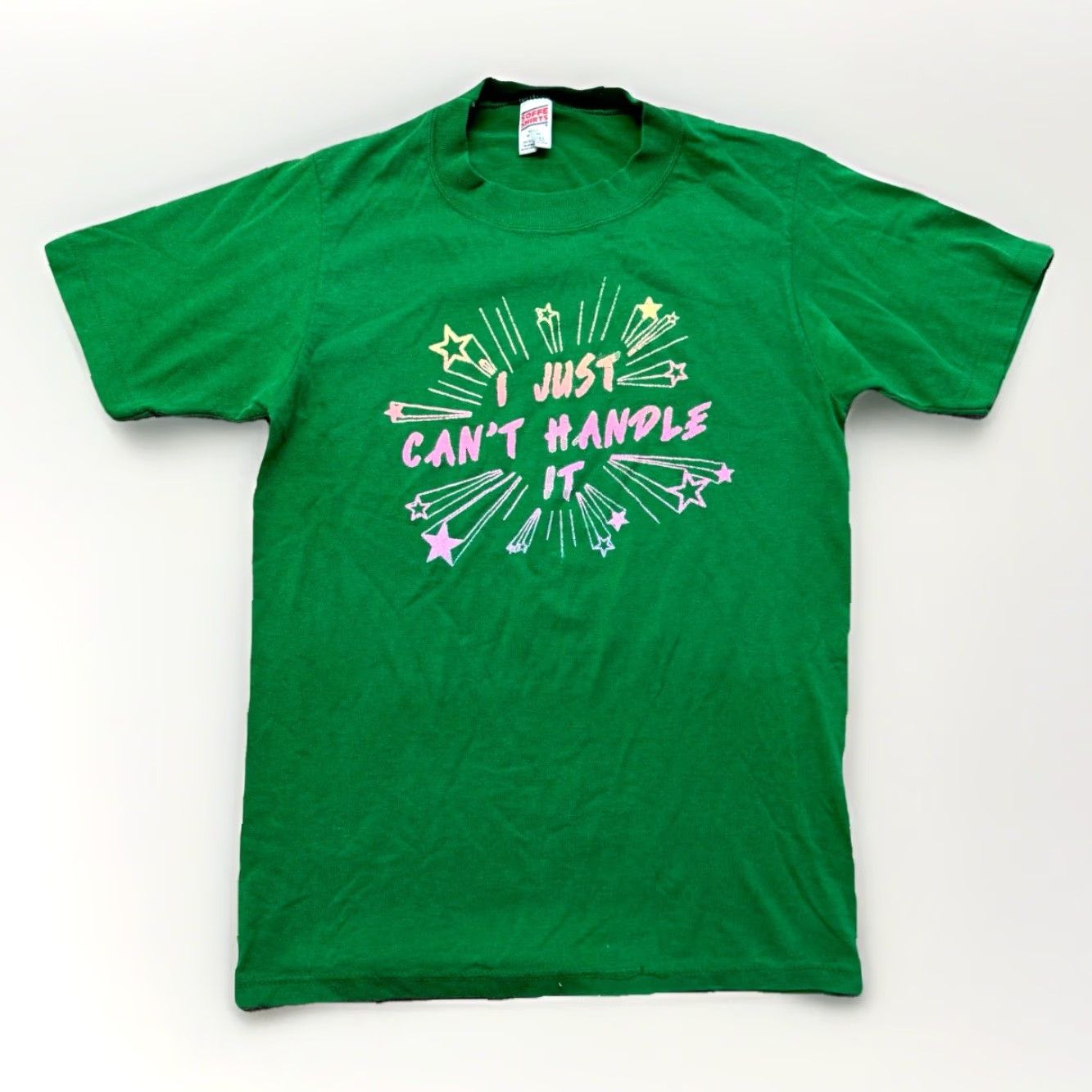 Vintage VINTAGE M & M Graphic T Shirt Mens M 80s Green I Just Cant Handle It USA Made Short Sleeve Crew Neck Cotton Blend Polyester Womens?? Size US M / EU 48-50 / 2 - 2 Thumbnail