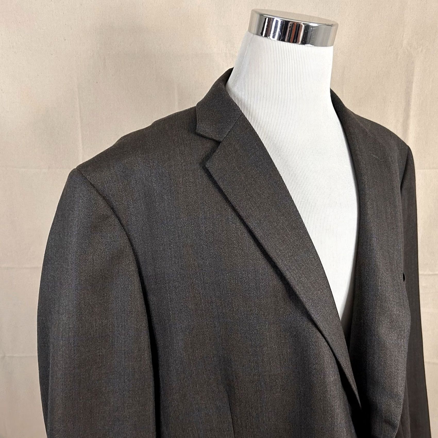 Joseph Joseph & Feiss Sport Coat 58R Wool Brown Herringbone Two-Button Vented Jacket Mens 58 Regular Notch Lapel Size US XS / EU 42 / 0 - 2 Thumbnail