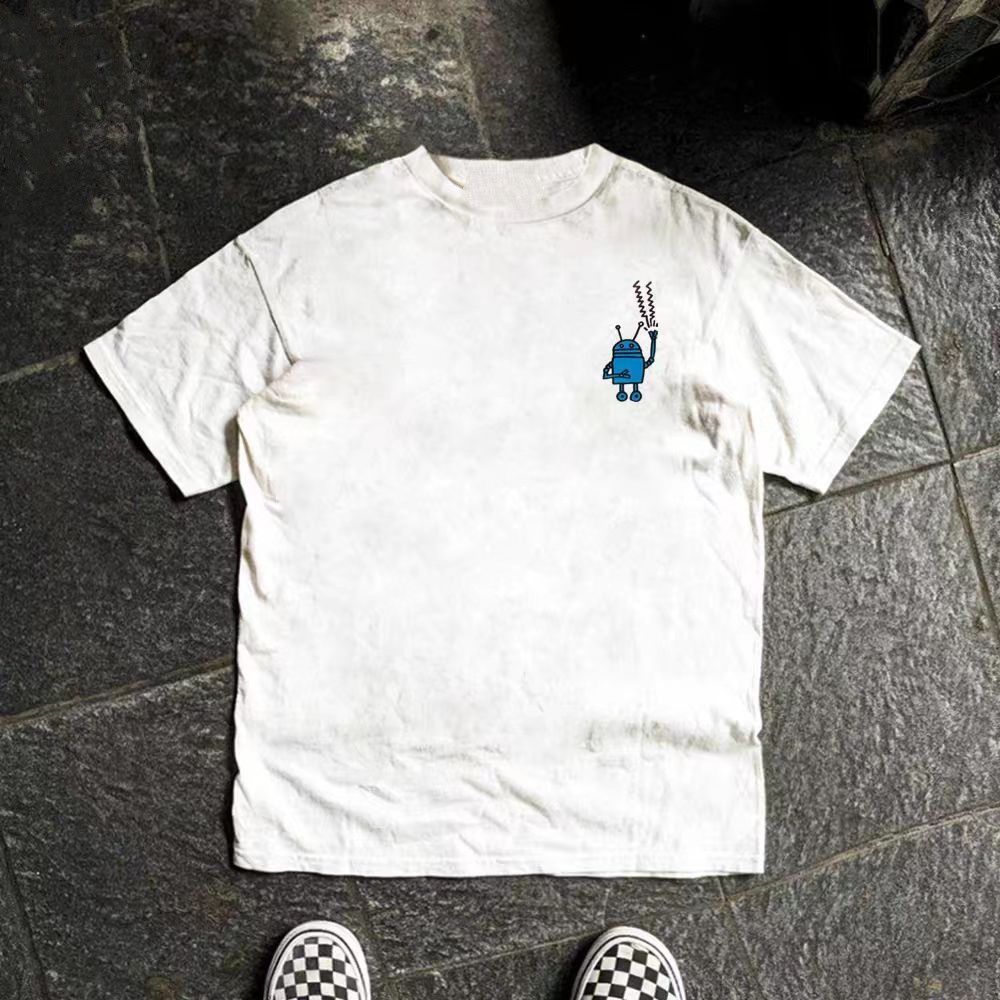 Vintage White washed retro fun dance print cotton t-shirt Size US M / EU 48-50 / 2 - 2 Thumbnail