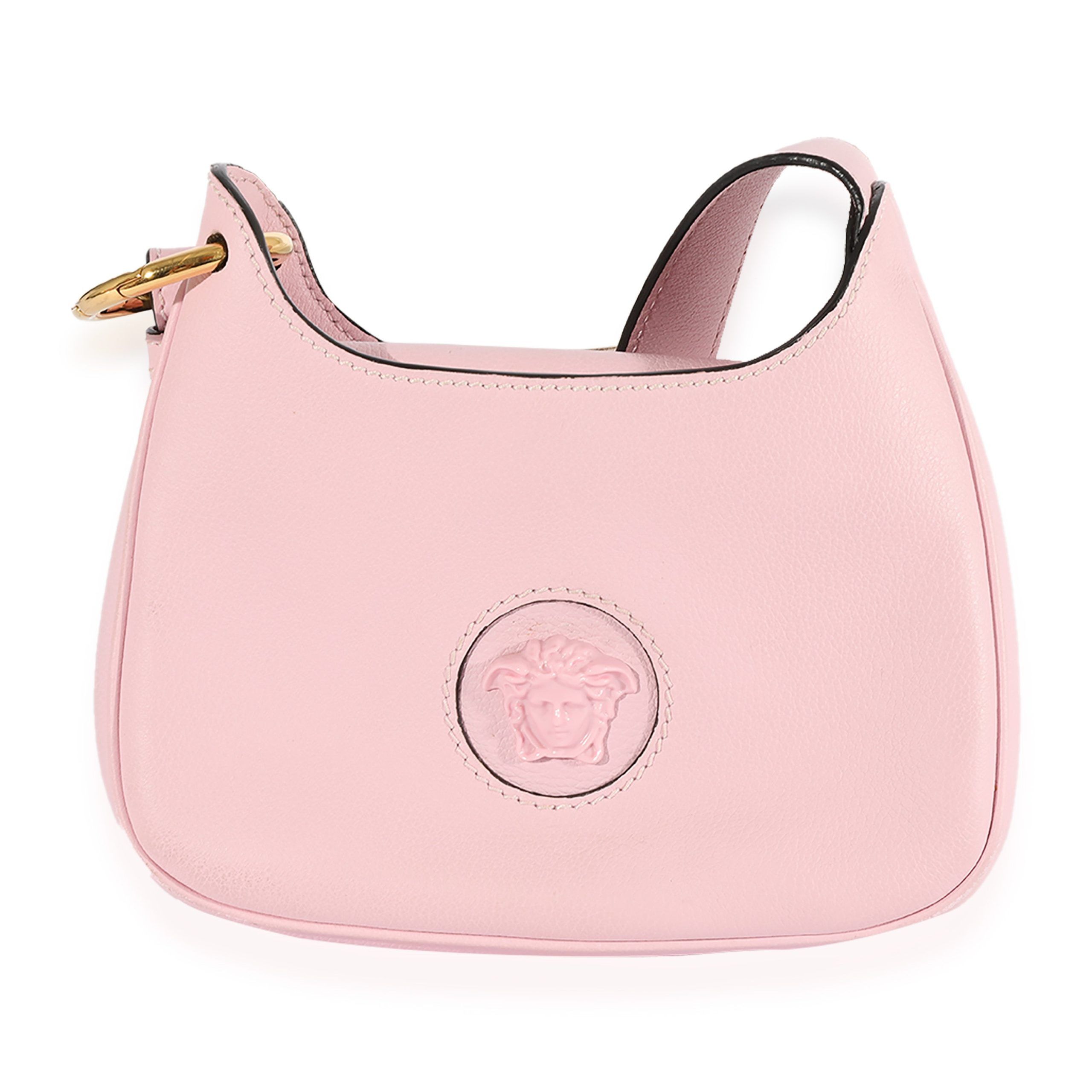 image of Versace Pale Pink Grained Leather Medusa Crossbody, Women's