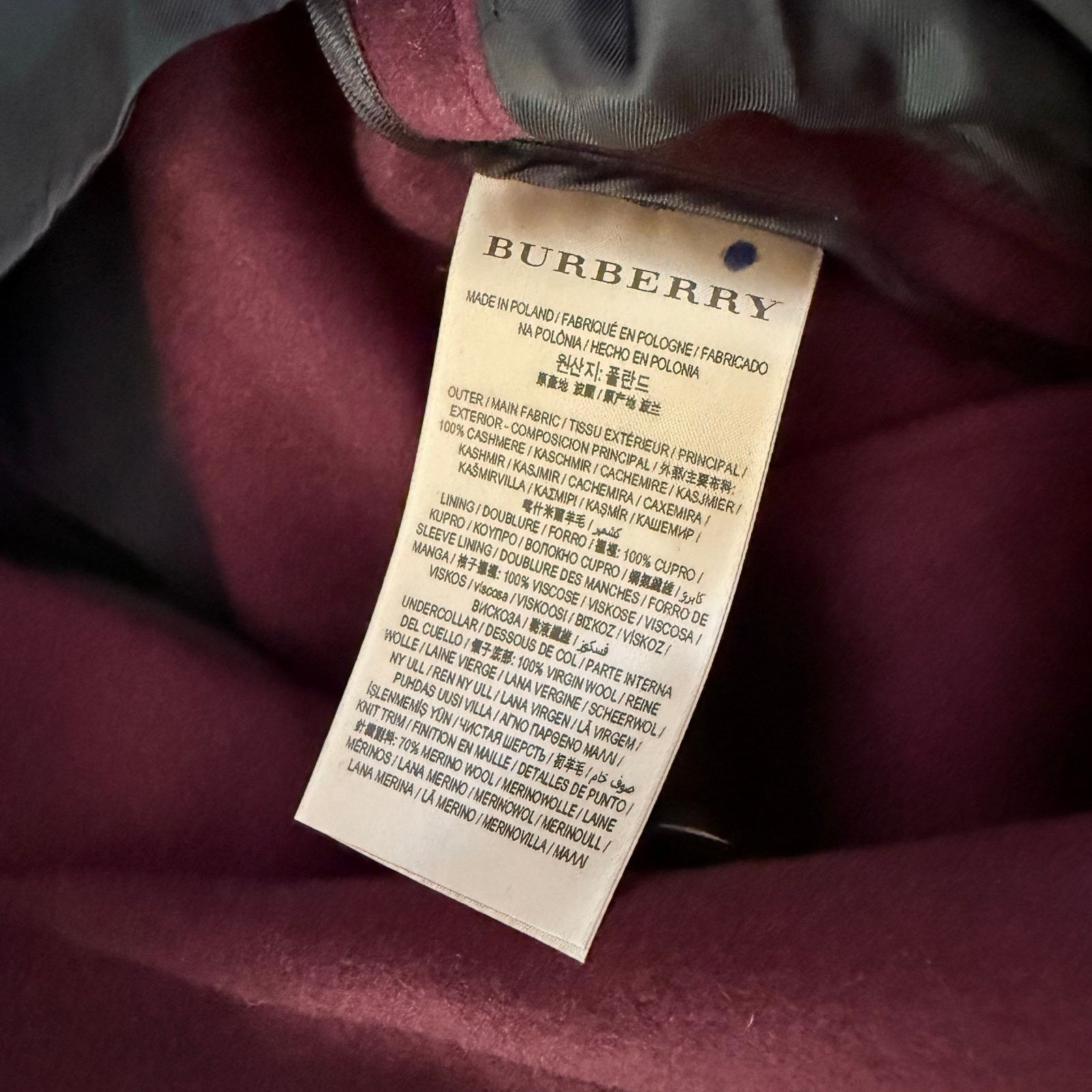 Burberry Burberry Cairndale Cashmere Coat Knit Trim US0 Burgundy NWT Size XS / US 0-2 / IT 36-38 - 6 Thumbnail