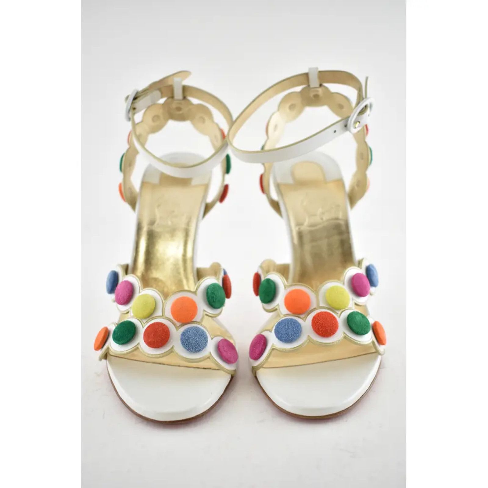Christian Louboutin Smartissima 100 White Multi Ankle Strap Sandal Heel Pump 37 Size US 7 / IT 37 - 5 Thumbnail