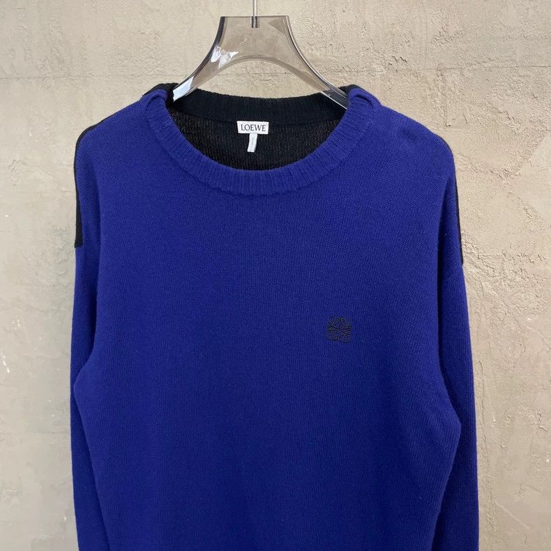 Loewe loewe Blue and black color-blocked round-neck wool sweater Size US S / EU 44-46 / 1 - 3 Thumbnail