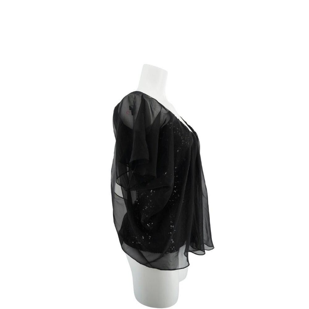 Designer Badgley Mischka Black Sequin Blouse Size XS Size XS / US 0-2 / IT 36-38 - 3 Thumbnail