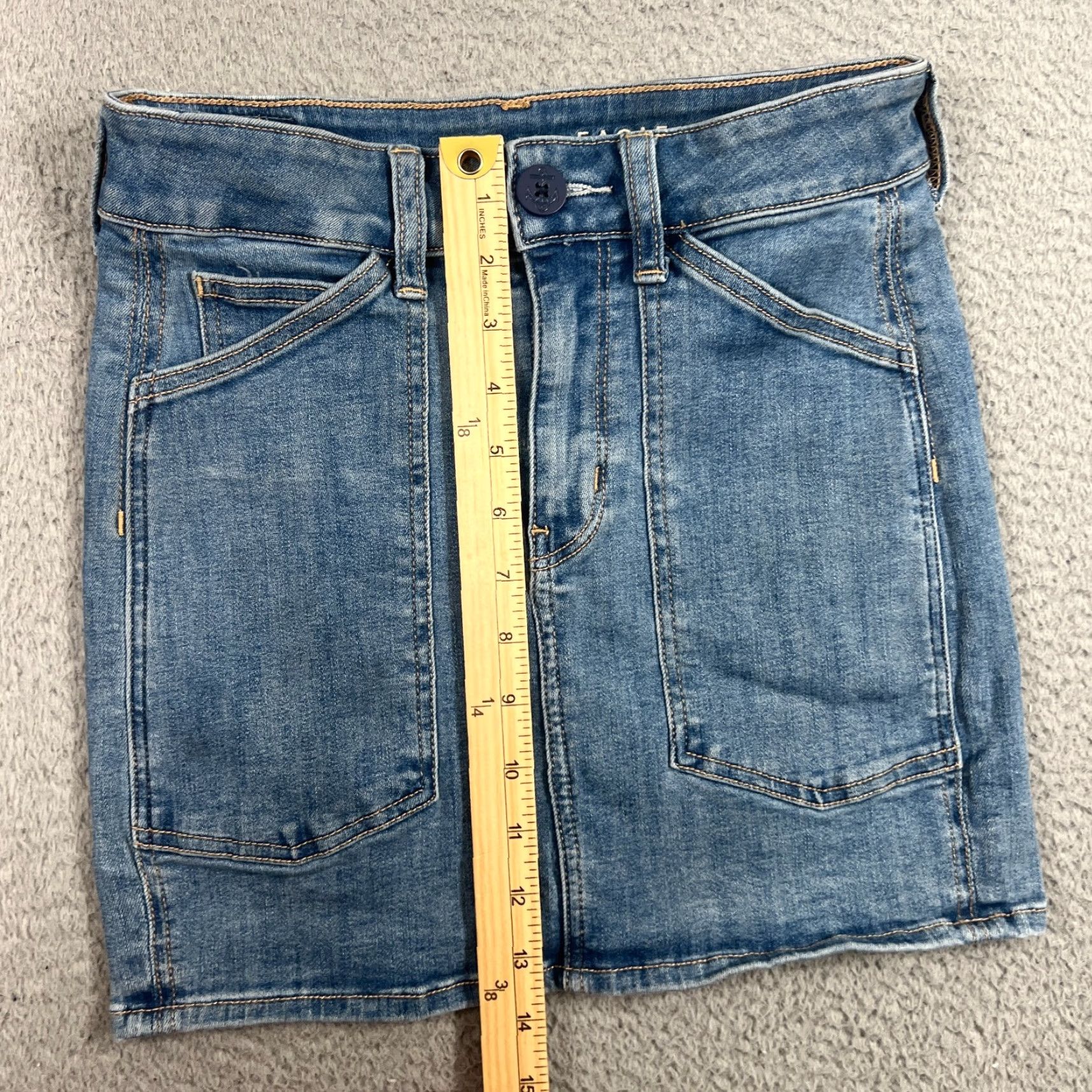 Vintage American Eagle Jean Skirt Womens 0 Blue High Rise Mini Casual Stretch Denim Size 25" / US 0 / IT 36 - 3 Thumbnail