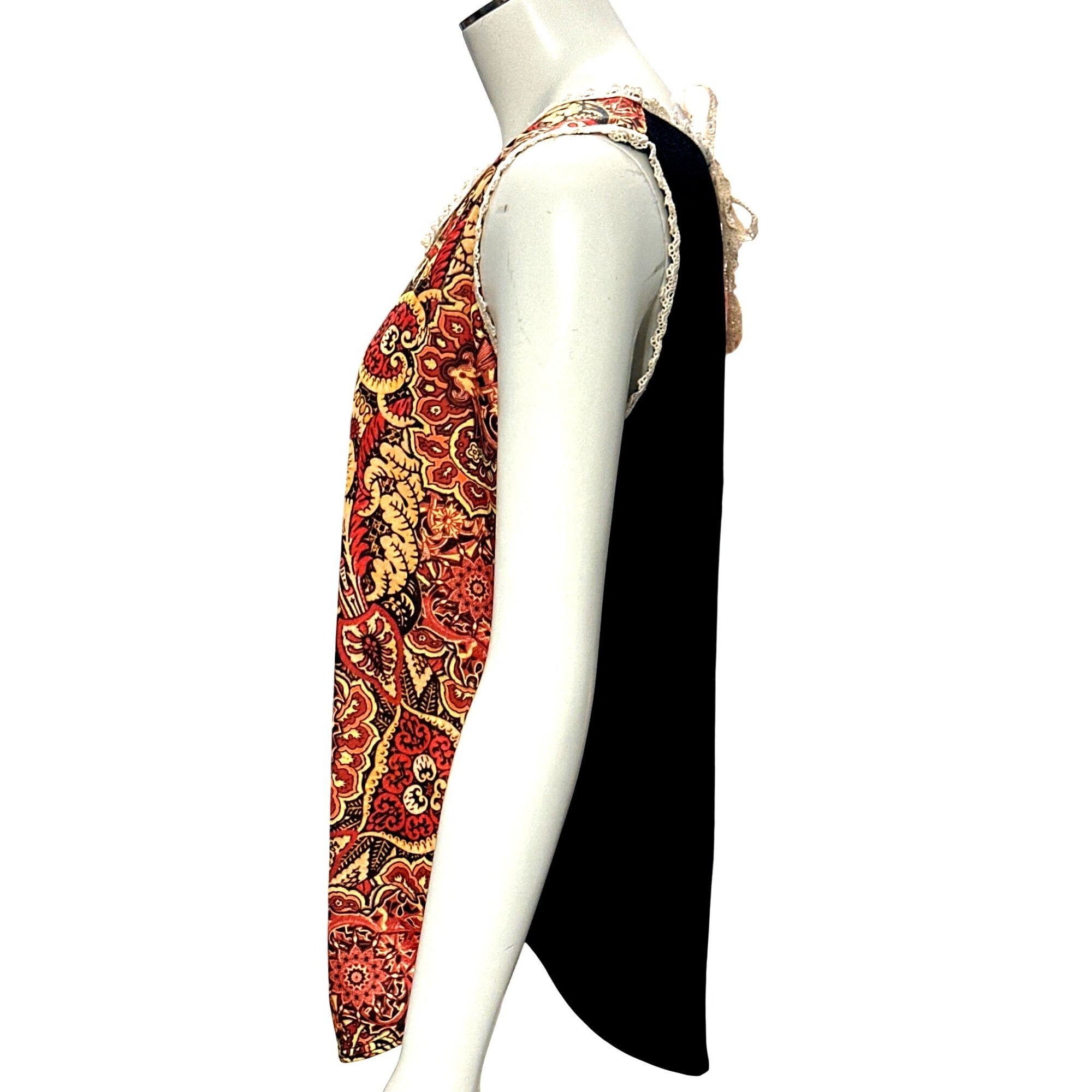 Other CCC Bohemian Paisley Print Sleeveless Blouse With Lace Trim Size M / US 6-8 / IT 42-44 - 2 Thumbnail