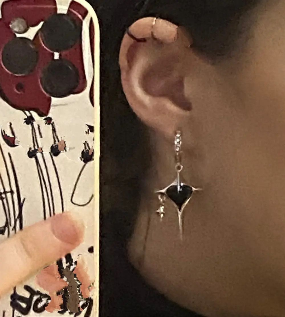 Jewelry Black Heart Stone Earrings Size ONE SIZE - 4 Thumbnail