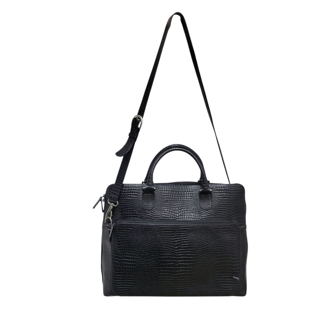 Other Levenger Crocodile Embossed Genuine Leather Messenger Briefc Size ONE SIZE - 5 Thumbnail