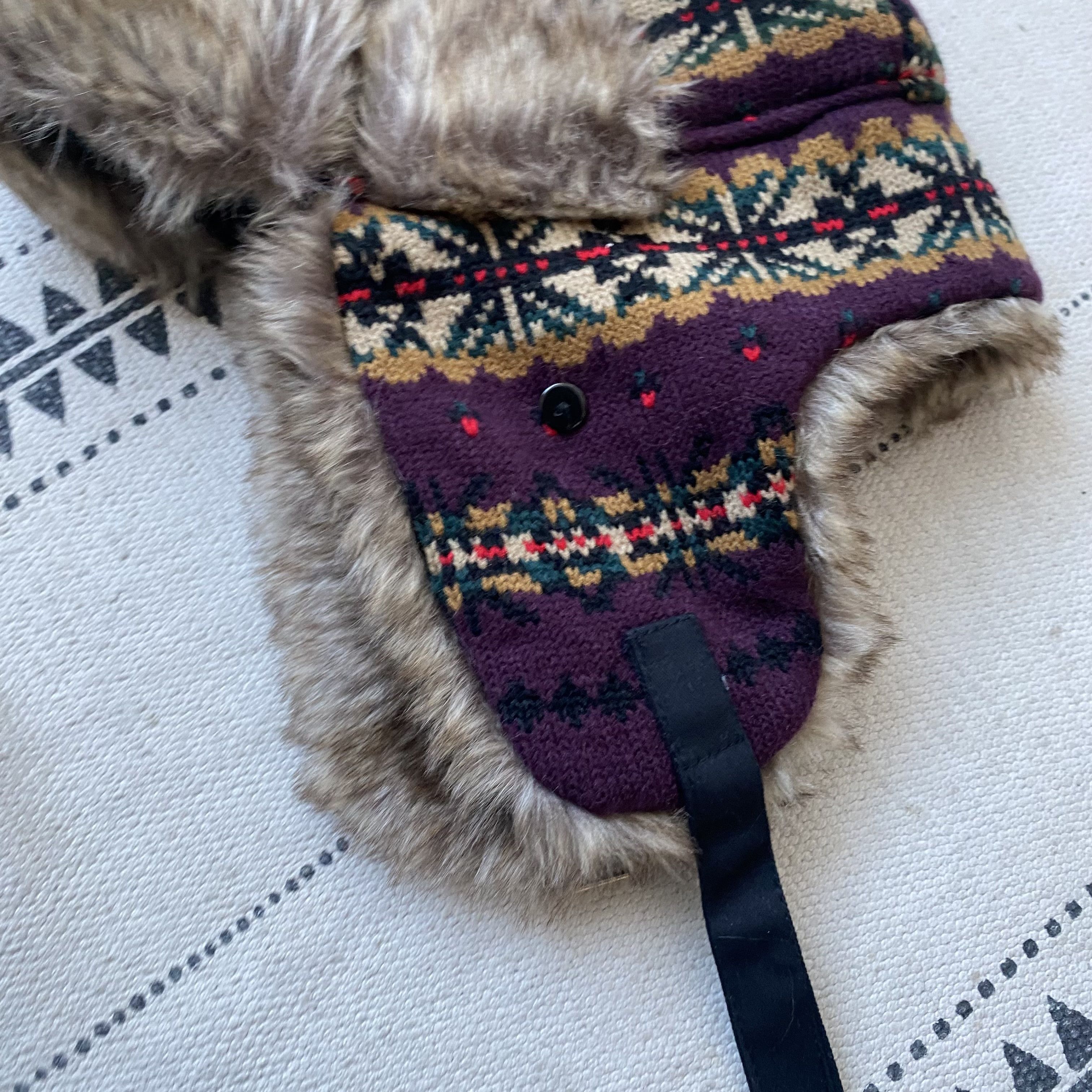 Japanese Brand Knit Trapper Faux Fur Ushanka Winter Hat Y2K Vintage Size ONE SIZE - 7 Thumbnail
