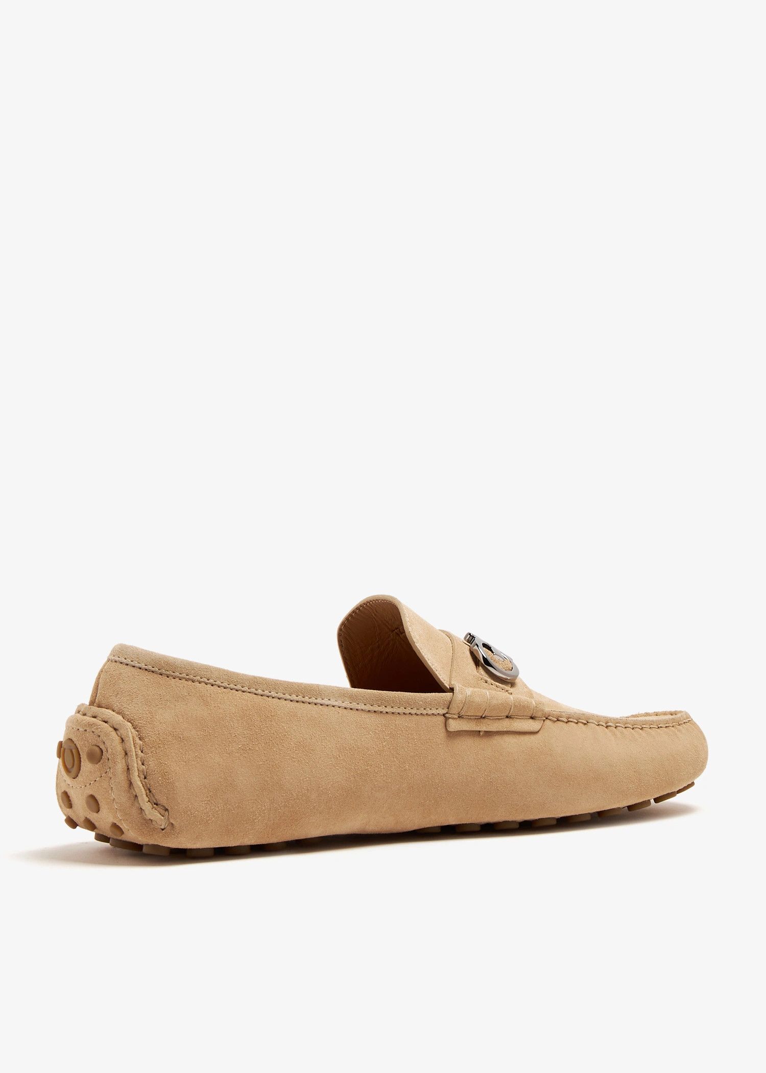 Salvatore Ferragamo o1s1rm0725 Gancini Suede Loafers in Beige Size US 11 / EU 44 - 4 Thumbnail