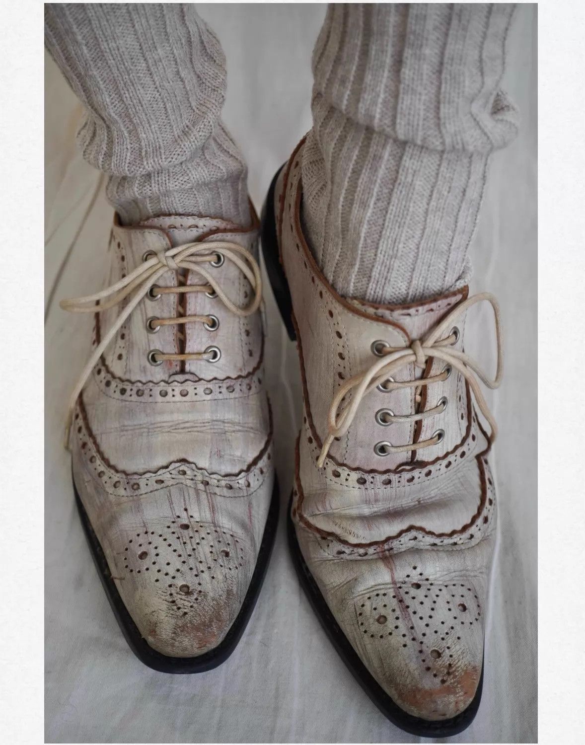 Comme des Garcons Rare CDG 2000s Painted Baroque Leather Shoes Pink/White 37 Size US 6.5 / IT 36.5 - 1 Thumbnail