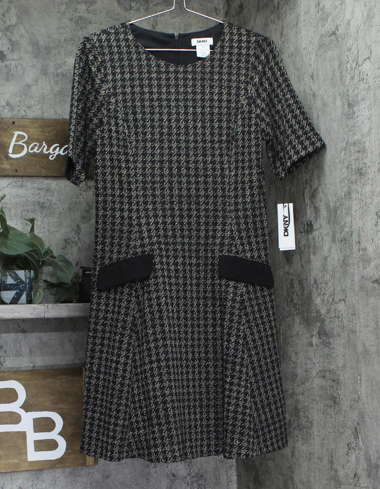 DKNY Nwt Dkny Fit Flare Faux Pocket Dress Black Charcoal 10 Size L / US 10 / IT 46 - 1 Thumbnail