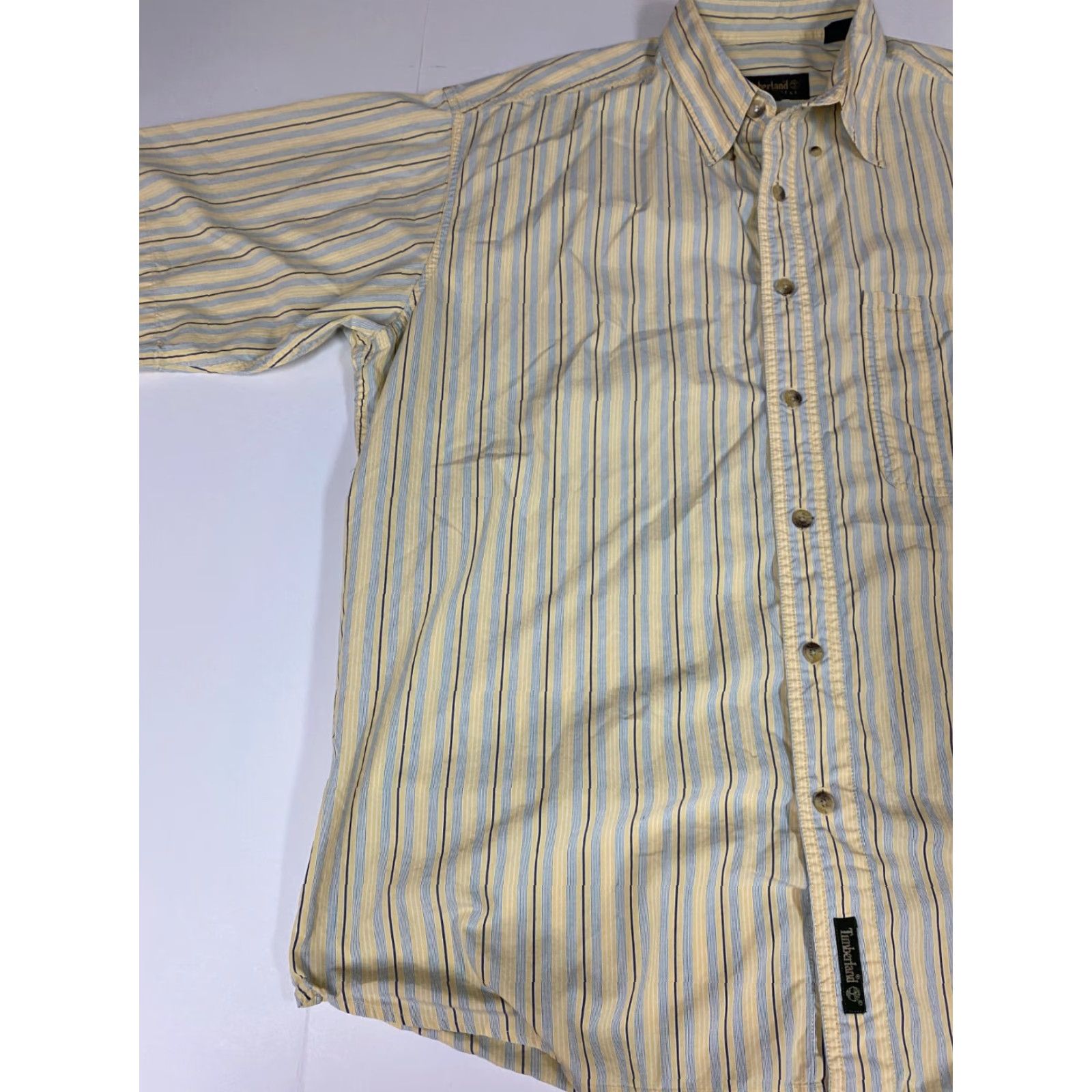 Timberland Timberland Mens Shirt Large Yellow Striped Weathergear Button Down Size US L / EU 52-54 / 3 - 3 Thumbnail