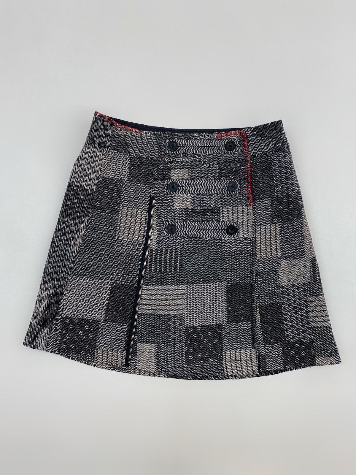 Vintage Y2K Vintage Geisha Jeans Patchwork Double Breast Midi Skirt Size 32" / US 10 / IT 46 - 1 Thumbnail