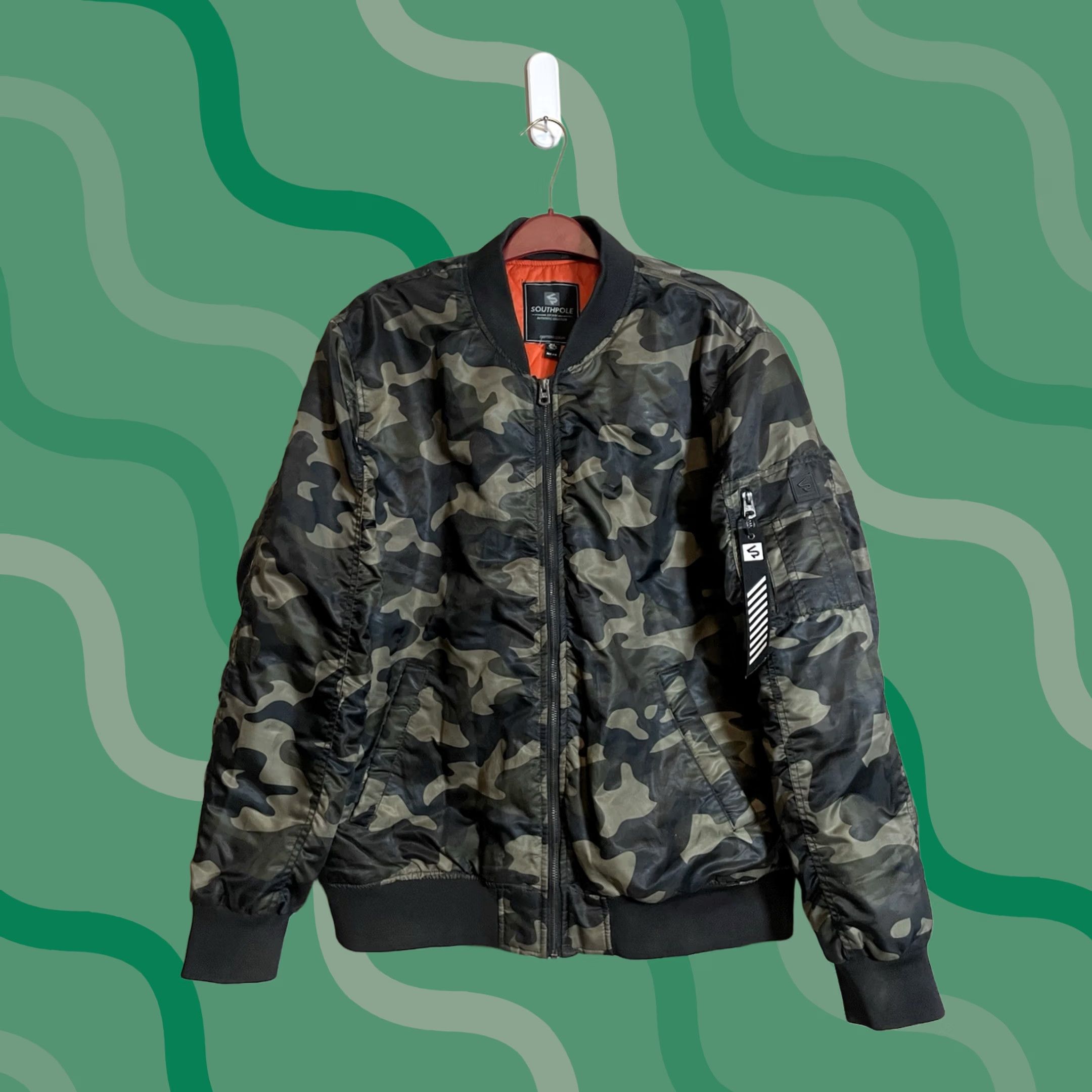 Southpole Southpole Camouflage Bomber Jacket Mens Regular XLT Full Zip Military 90s Grunge Y2K Green Zip Pockets Size US M / EU 48-50 / 2 - 1 Thumbnail