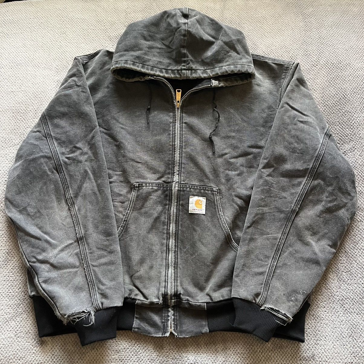 Vintage 90s Carhartt Active Faded Black Distressed Jacket