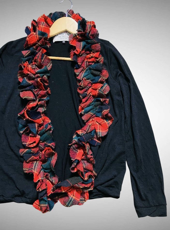 ATSURO TAYAMA Atsuro Tayama “Alive Archive” Plaid Ruffle Wool Cardigan Size S / US 4 / IT 40 - 4 Thumbnail
