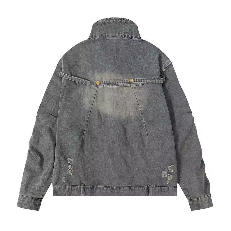 Designer × Vintage Streetwear Design Washed Dirty Denim Jacket Coat y2k Size US L / EU 52-54 / 3 - 2 Thumbnail
