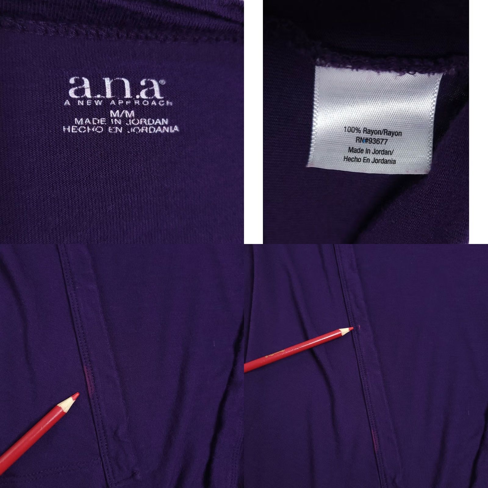 Vintage VINTAGE a.n.a Cardiga Women's Medium Purple Top Open Rayon Blouse 3/4 Sleeve Regular Fit Pullover Casual Summer 90s Womens Size XL / US 12-14 / IT 48-50 - 8 Thumbnail