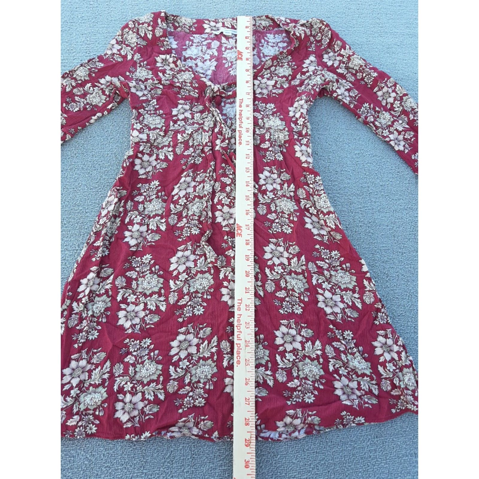 American Eagle Outfitters American Eagle Dress Long Sleeve Red Floral XS TP Size XS / US 0-2 / IT 36-38 - 4 Thumbnail
