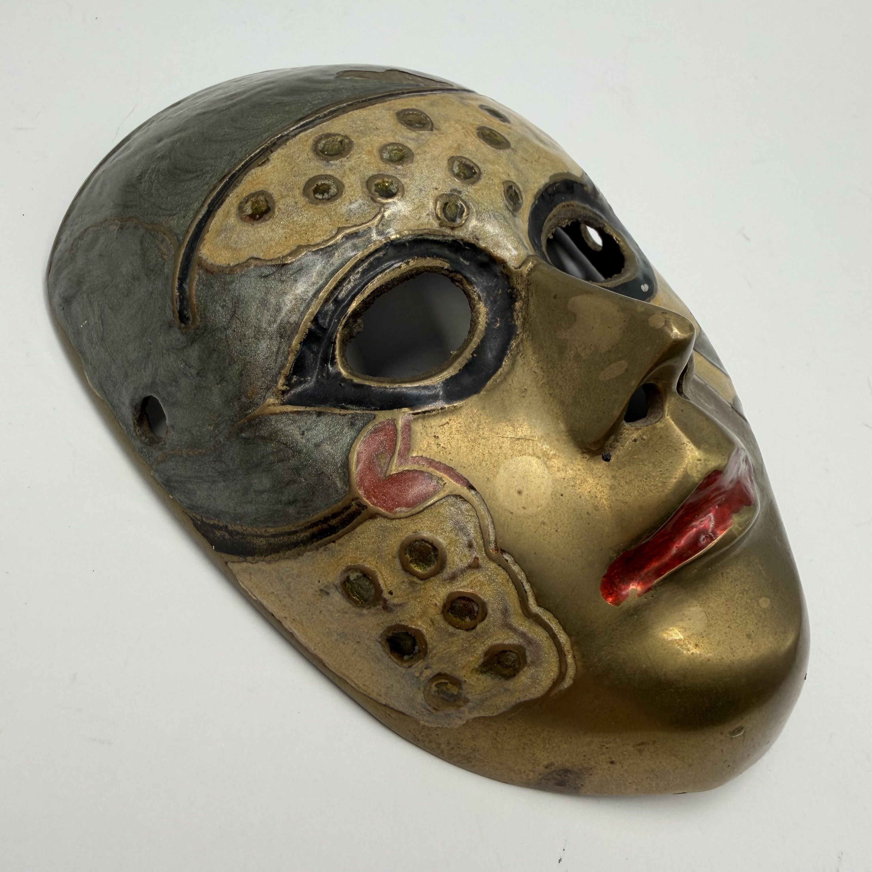Vintage Vintage Venetian Bronze Enamel Mask Wall Decor Size ONE SIZE - 3 Thumbnail