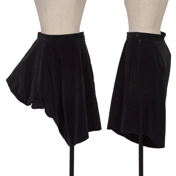 Comme des Garcons COMME des GARCONS Black Velvet Asymmetric Skirt Size US 38 / EU 54 - 1 Thumbnail