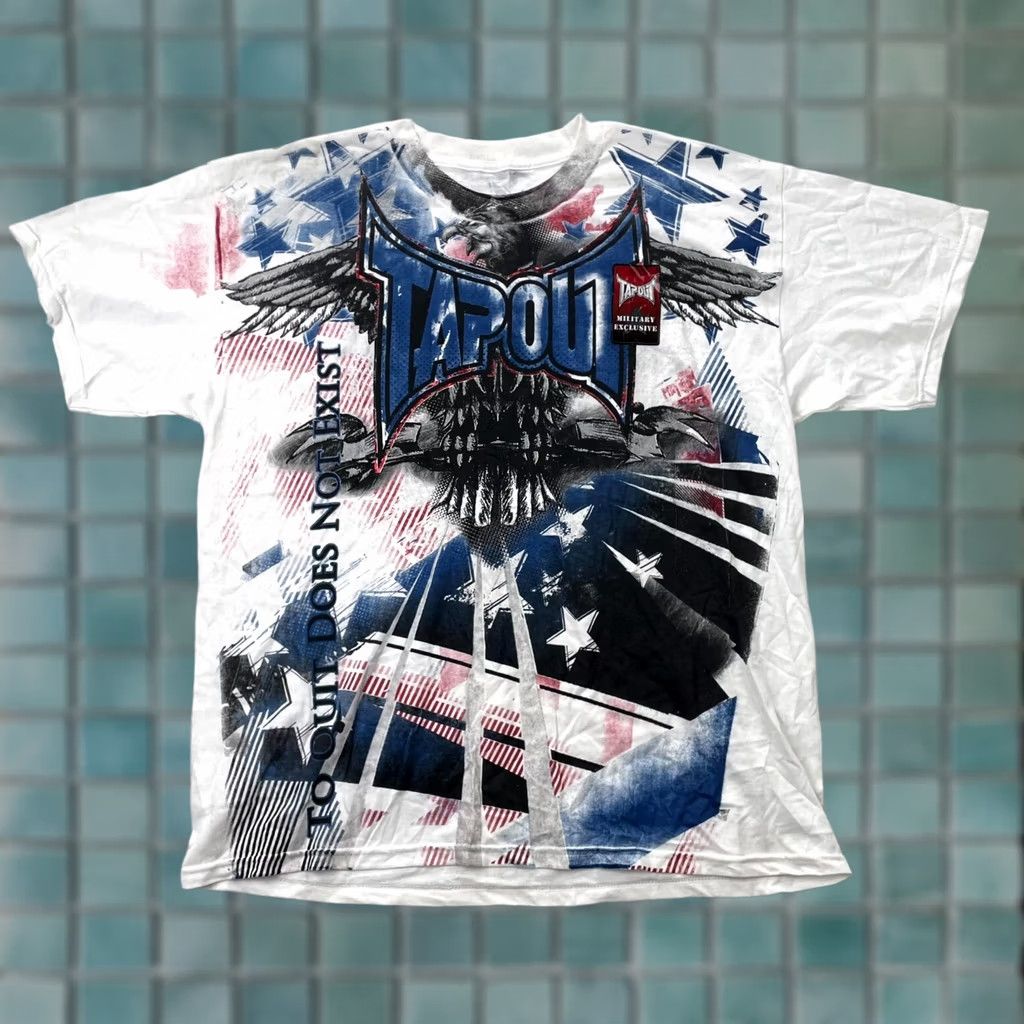 Tapout VINTAGE Tapout Shirt Mens L White AOP USA MMA Affliction 90s 2000s y2K Size US L / EU 52-54 / 3 - 1 Thumbnail