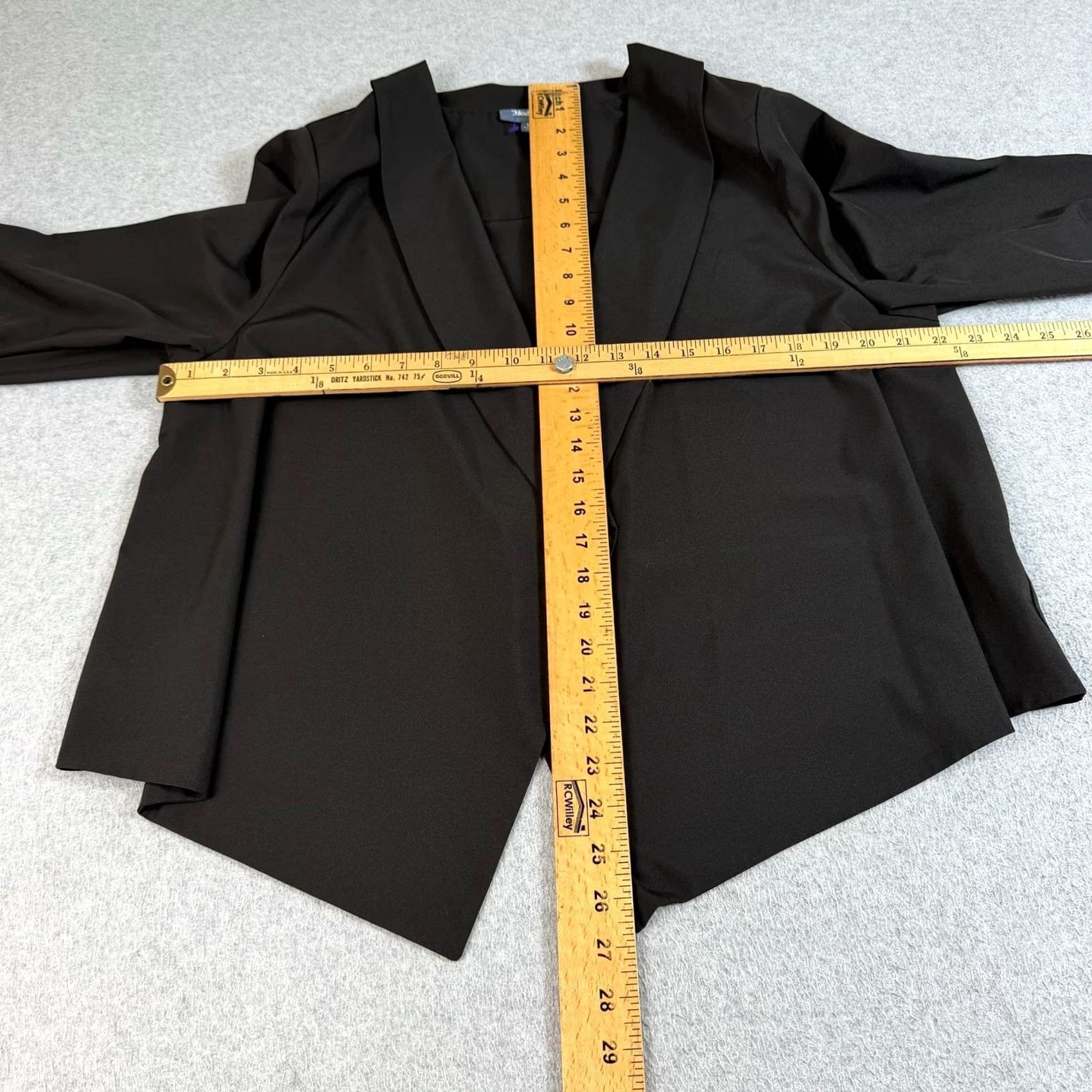 Vintage ModCloth Blazer Women 1X Black Open Front Ruched Office Lightweight Layer Jacket Blazer Size XL / US 12-14 / IT 48-50 - 5 Thumbnail