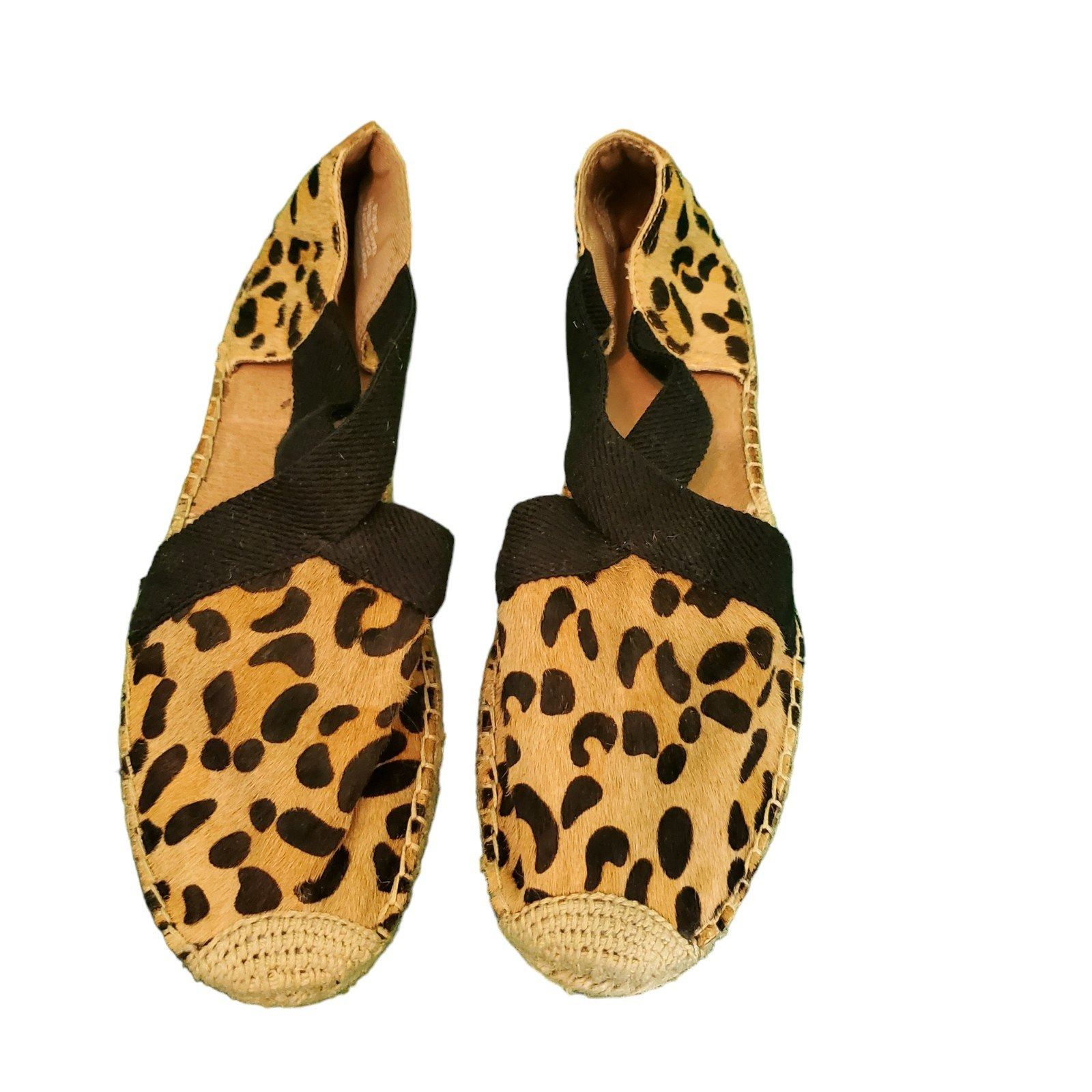 Other Joy & Mario Leopard Print Women's Espadrilles Leather Flats Size US 8.5 / IT 38.5 - 1 Thumbnail