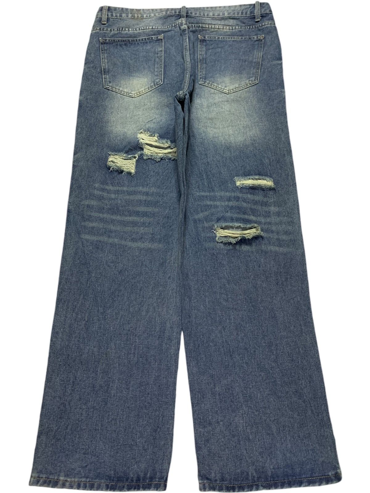 Japanese Brand SALES🔥Vintage Japanese Brand Blue Wash Ripped Baggy Jeans Size US 36 / EU 52 - 2 Thumbnail