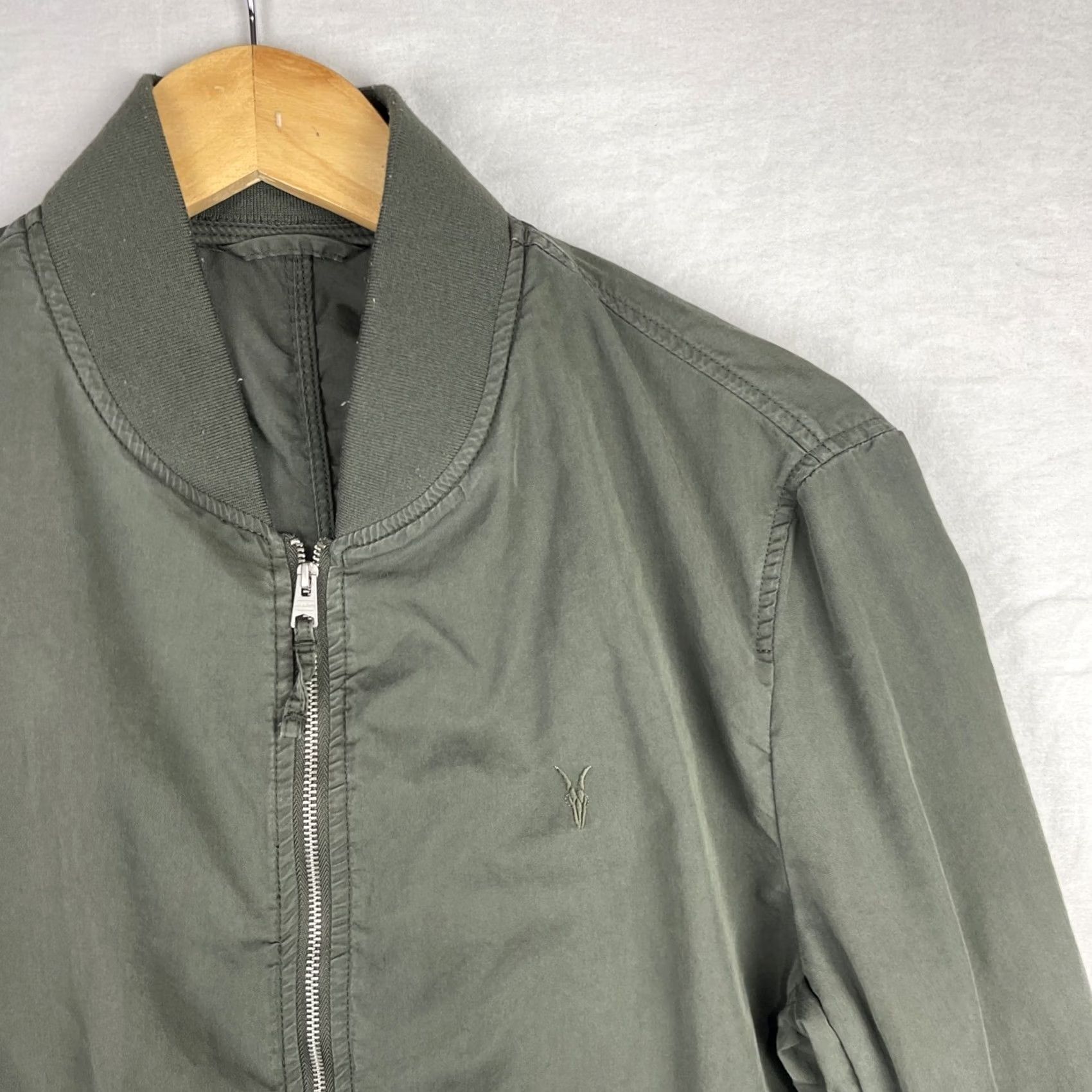 Allsaints AllSaints Bassett Bomber Jacket Mens Small Olive Green Ramskull Full Zip Size US S / EU 44-46 / 1 - 2 Thumbnail