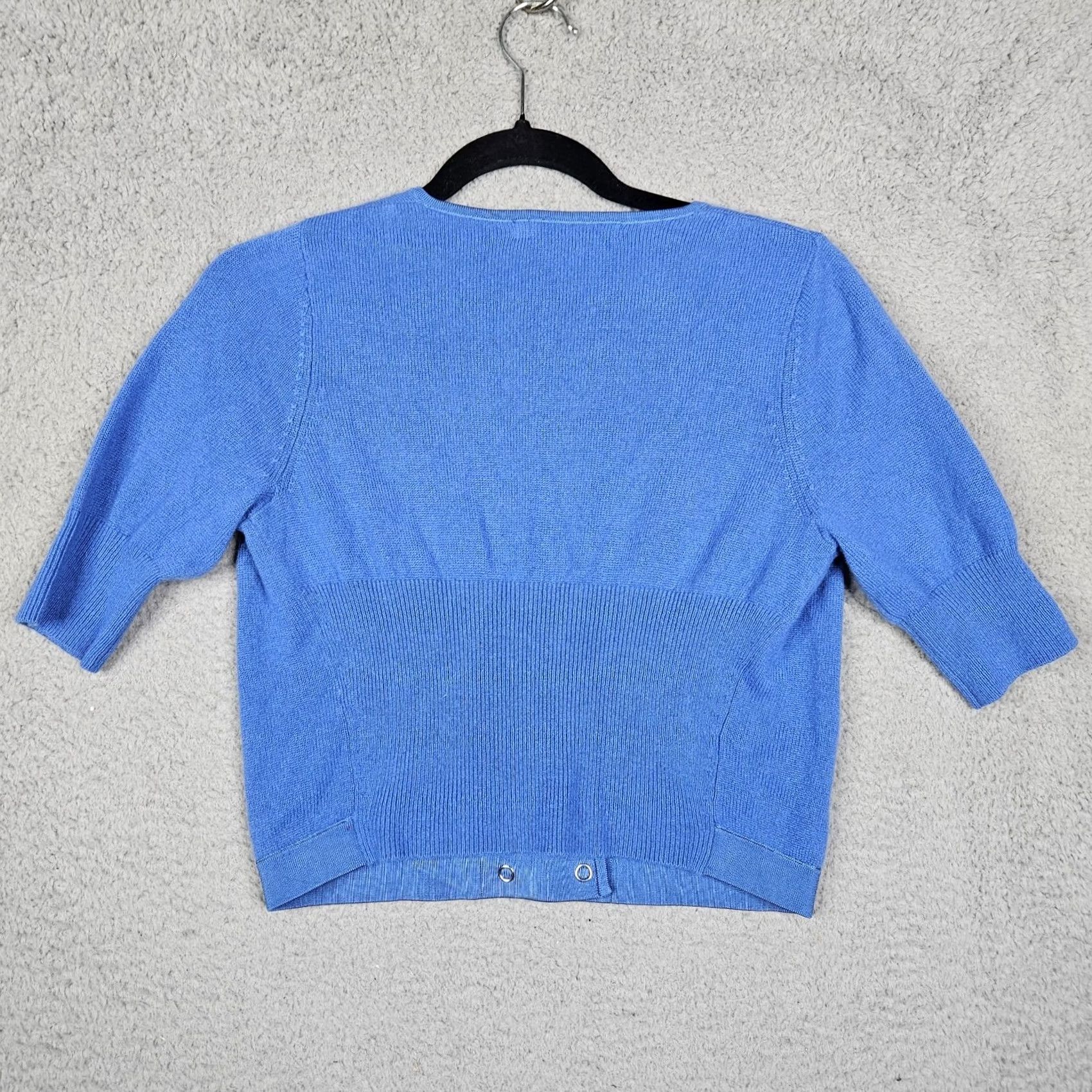 Karen Millen Keren Millen Sweater Womens 2 Blue Women cropped Sleeve cashmere Size Size XS / US 0-2 / IT 36-38 - 2 Thumbnail