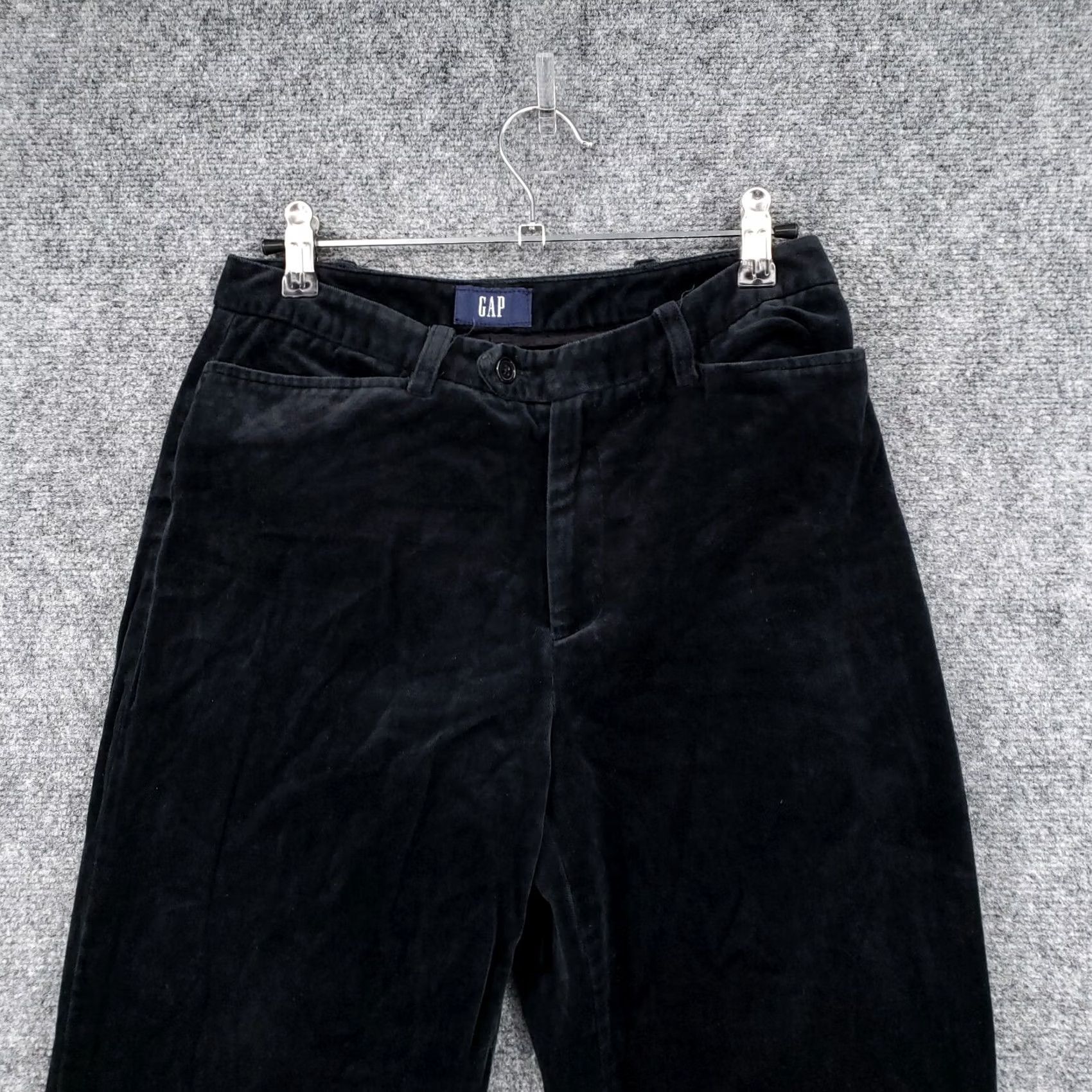 Gap VINTAGE Gap Pants Womens 4 Black Velour Straight Leg Mid Rise Ankle Y2K Size 27" / US 4 / IT 40 - 3 Thumbnail