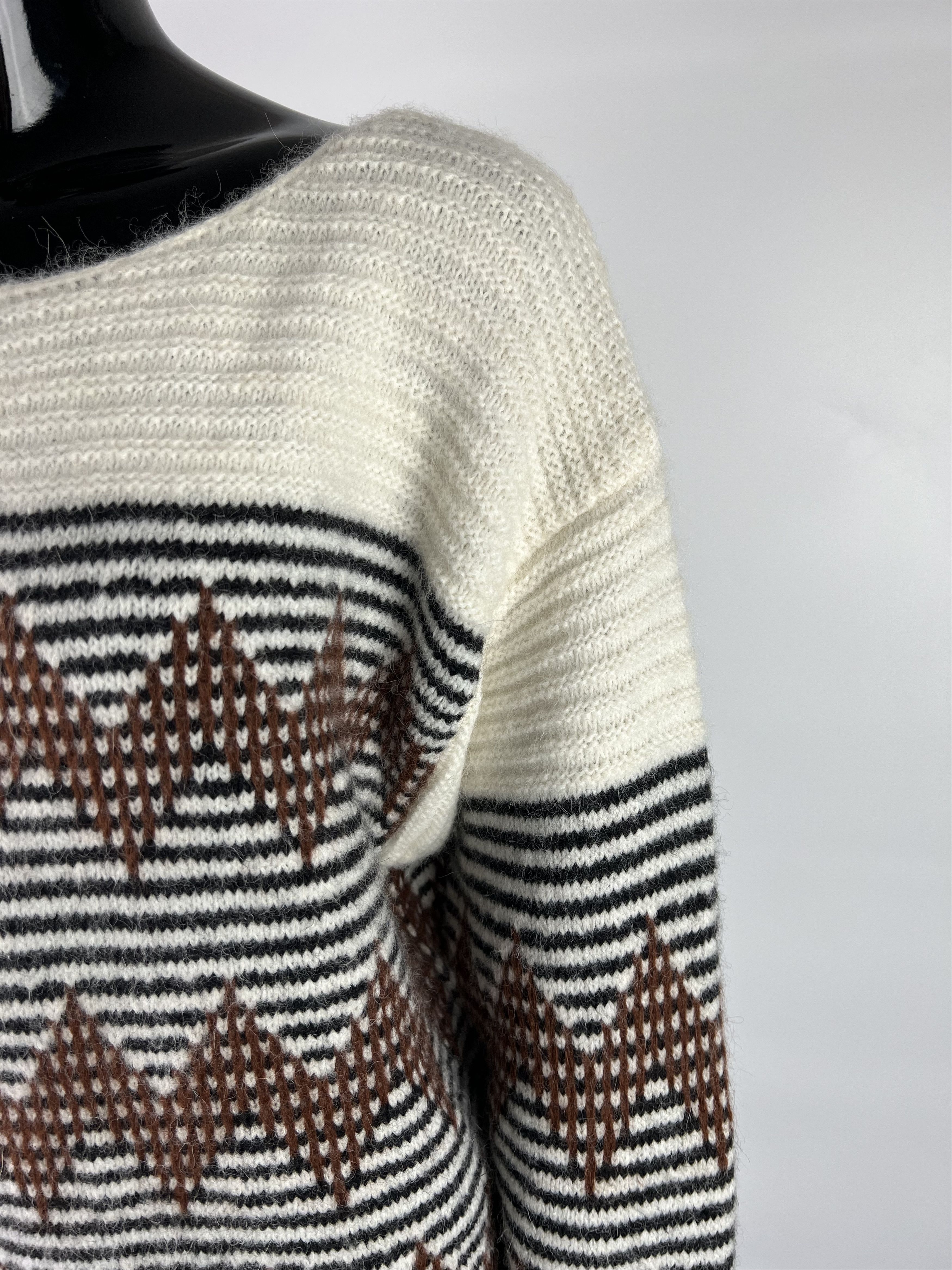 CLOSED Closed Alpaca Wool Mohair Ribbed Striped Sweater Size XS/S Size XS / US 0-2 / IT 36-38 - 4 Thumbnail
