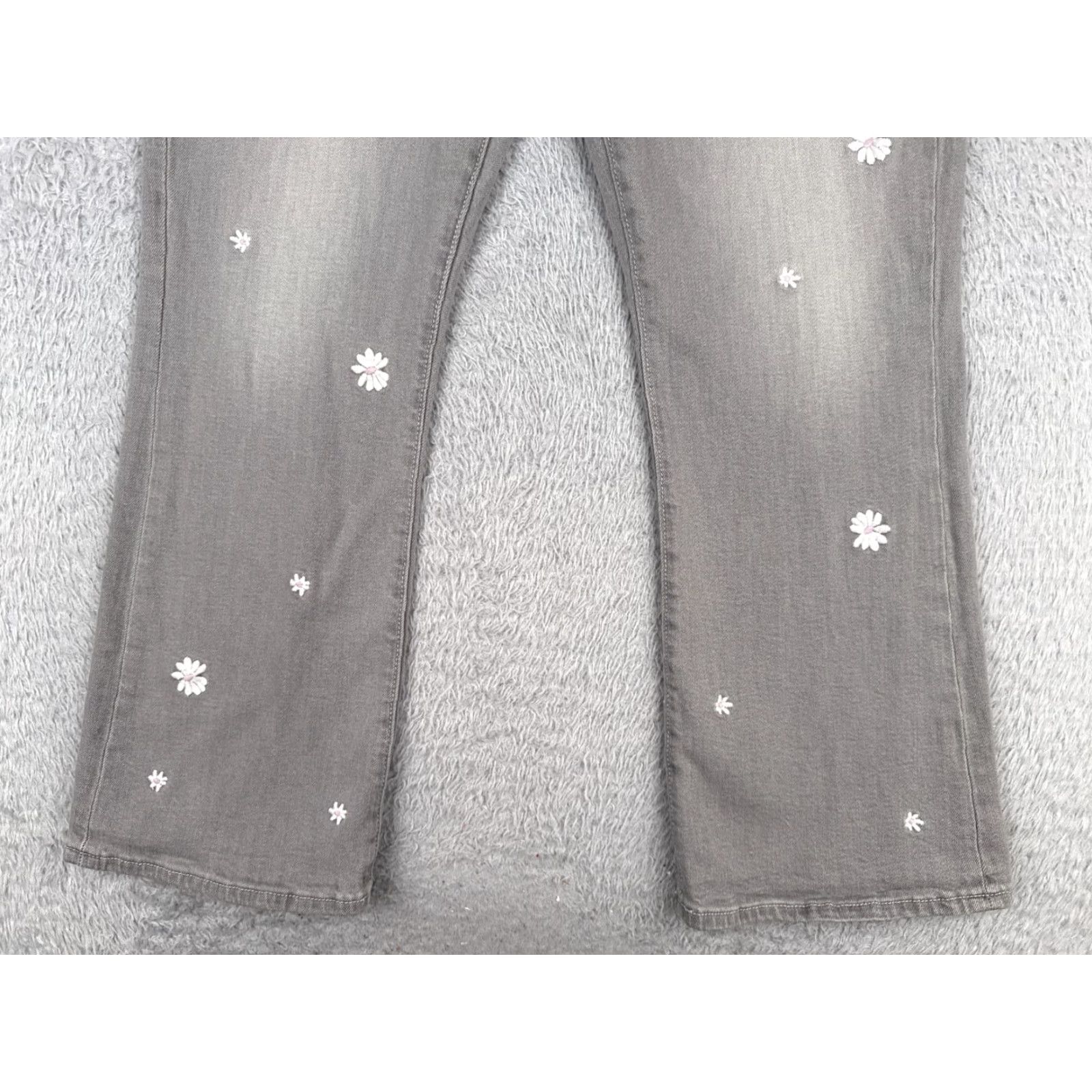 Loft Loft Jeans Women 10 Gray Embroidered Floral Bootcut High Rise Cotton 30x26 Denim Jeans Womens Size 32" / US 10 / IT 46 - 2 Thumbnail