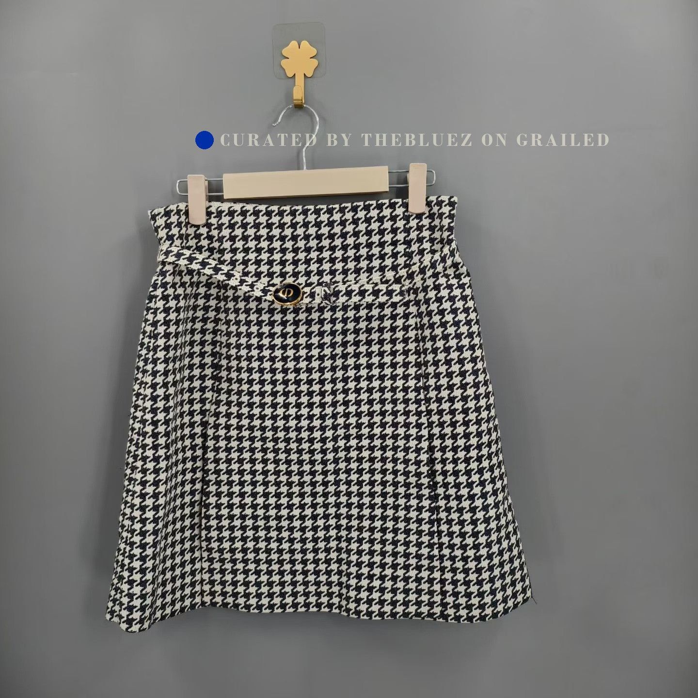Dior Dior Houndstooth Belted Skirt Size 40" / US 18 - 1 Thumbnail