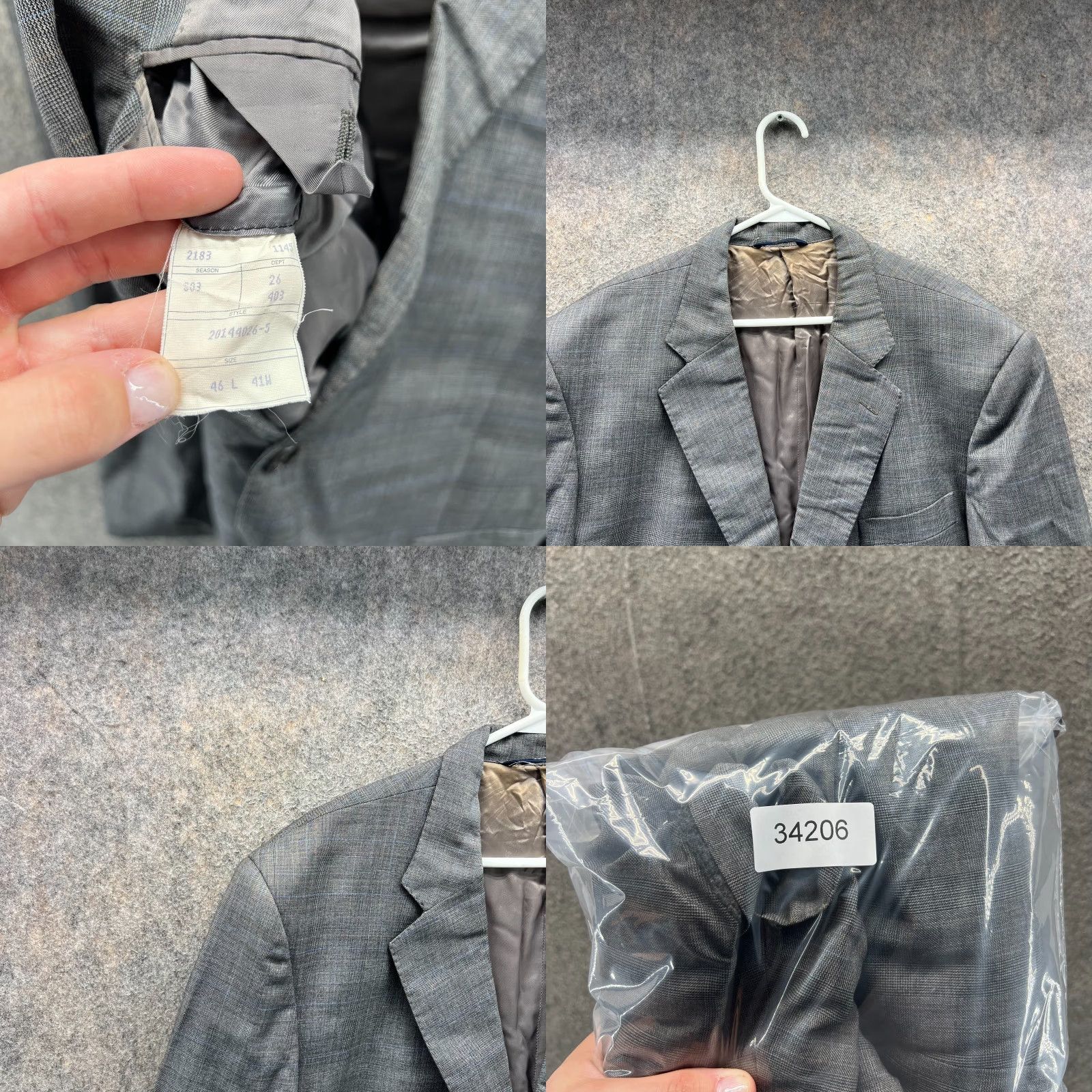Brooks Brothers Brooks Brothers Blazer Men 46L Gray Wool Jacket Single-Breasted Notch Lapel Two-Button Front Long Solid Pinstripes (Sport Coat) Mens Size 46R - 8 Thumbnail