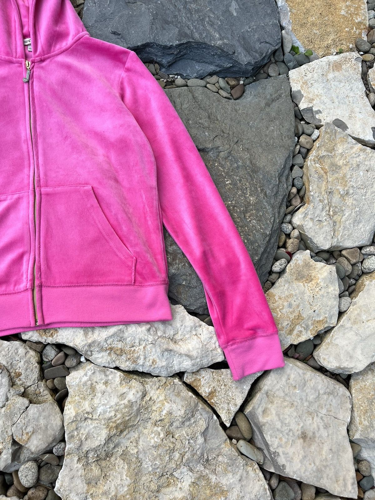 Juicy Couture × Vintage Vintage Juicy Couture y2k velvet zip hoodie basic sweatshirt Size L / US 10 / IT 46 - 5 Thumbnail