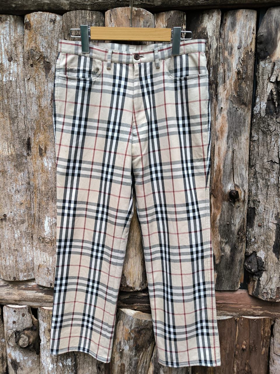Black Label × Burberry Rare nova check Pants Burberry Black Labels Velvet Lining Size 29" - 2 Thumbnail